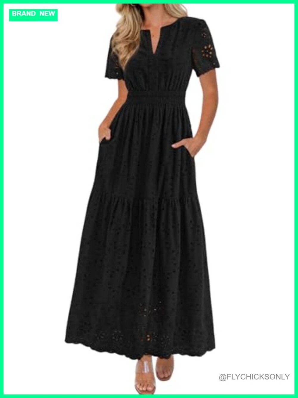 Women's Summer Maxi Dress Short Sleeve V Neck A Line Beach Vacatio